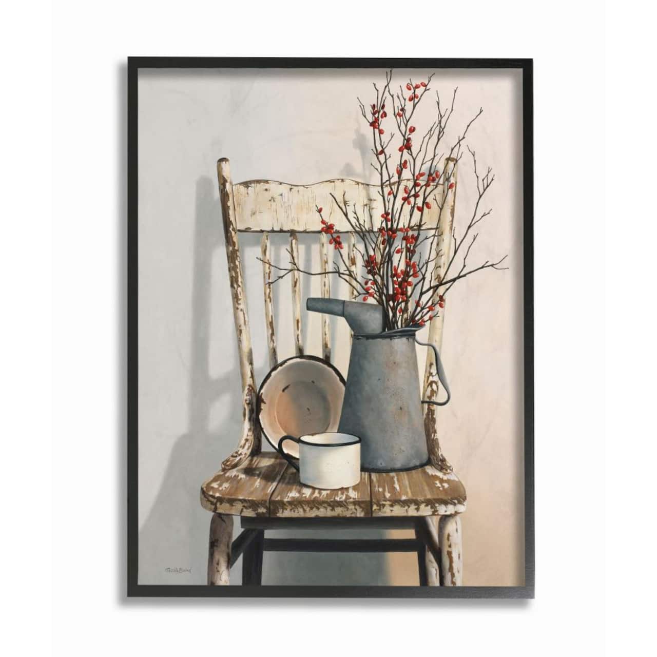 Stupell Industries Vintage Rustic Things Still Life Wall Art in Black Frame